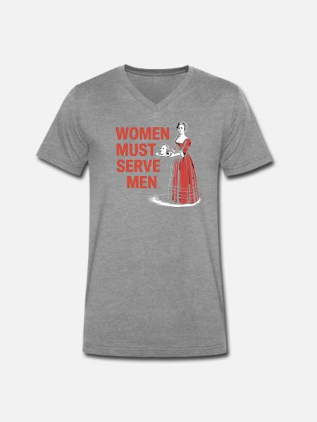 Women mus serve men - Männer Premium Bio T-Shirt mit V-Ausschnitt - Dunkelgrau meliert