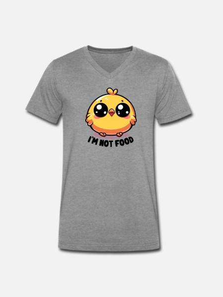 I'm not food - Männer Premium Bio T-Shirt mit V-Ausschnitt - Dunkelgrau meliert