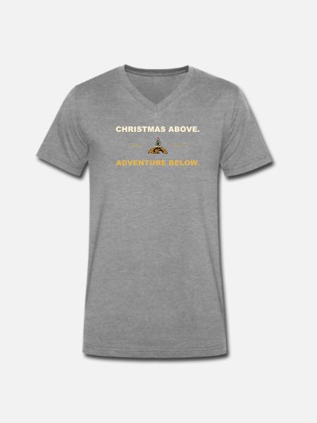 Christmas Above Adventure Below – Höhlengeschenk - Männer Premium Bio T-Shirt mit V-Ausschnitt - Dunkelgrau meliert