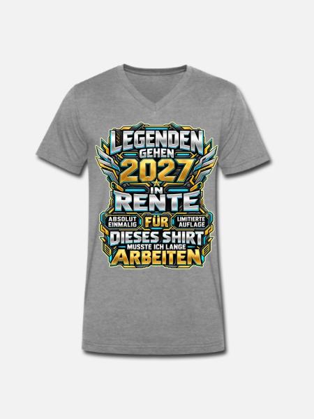 Legenden gehen 2027 in Rente - Männer Premium Bio T-Shirt mit V-Ausschnitt - Dunkelgrau meliert