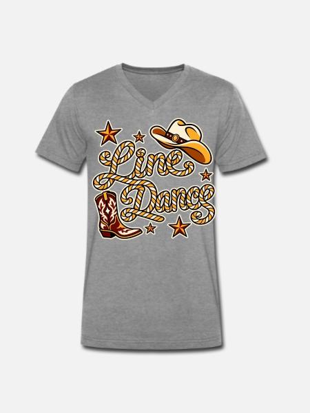 Line Dance Western Motiv - Männer Premium Bio T-Shirt mit V-Ausschnitt - Dunkelgrau meliert
