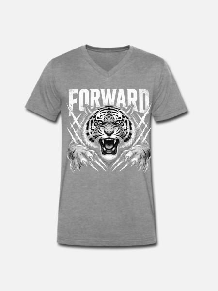 Brüllender Tiger mit Krallen - Männer Premium Bio T-Shirt mit V-Ausschnitt - Dunkelgrau meliert
