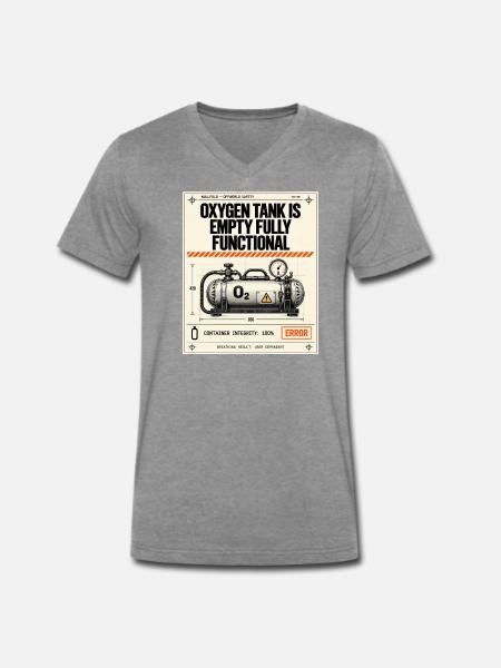 Leere Sauerstoffflasche - Männer Premium Bio T-Shirt mit V-Ausschnitt - Dunkelgrau meliert