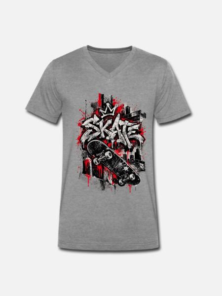 Skate – Concrete Rebels Graffiti-Kunst - Männer Premium Bio T-Shirt mit V-Ausschnitt - Dunkelgrau meliert
