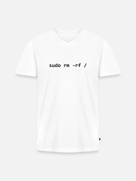 sudo rm rf - Männer Premium Bio T-Shirt mit V-Ausschnitt - Weiß