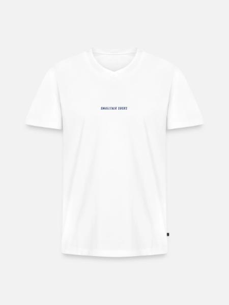 SMALLTALK SUCKS - Spread it! - Männer Premium Bio T-Shirt mit V-Ausschnitt - Weiß