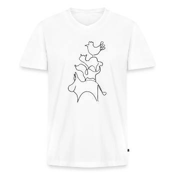 Bremer Stadtmusikanten Linien - Männer Premium Bio T-Shirt mit V-Ausschnitt - Weiß - Vorne - Nico (187cm)
