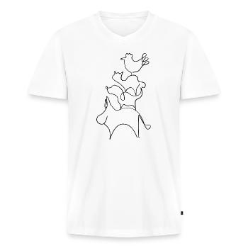 Bremer Stadtmusikanten Linien - Männer Premium Bio T-Shirt mit V-Ausschnitt - Weiß - Vorne - Nico (187cm)