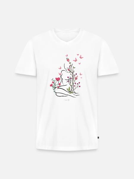 Skin-flowered - Men's Premium Organic T-shirt with V-neck - white