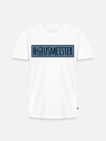 Hausmeister - Männer Premium Bio T-Shirt mit V-Ausschnitt - Weiß