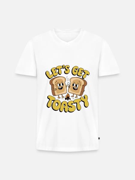 Lass uns warm werden - Männer Premium Bio T-Shirt mit V-Ausschnitt - Weiß