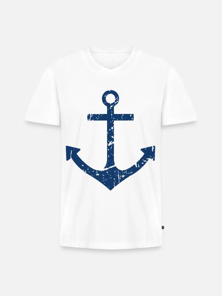 Ancre - T-shirt encolure en V Premium bio Homme - blanc