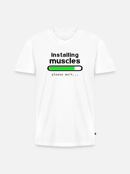 Installing muscles - T-shirt encolure en V Premium bio Homme - blanc