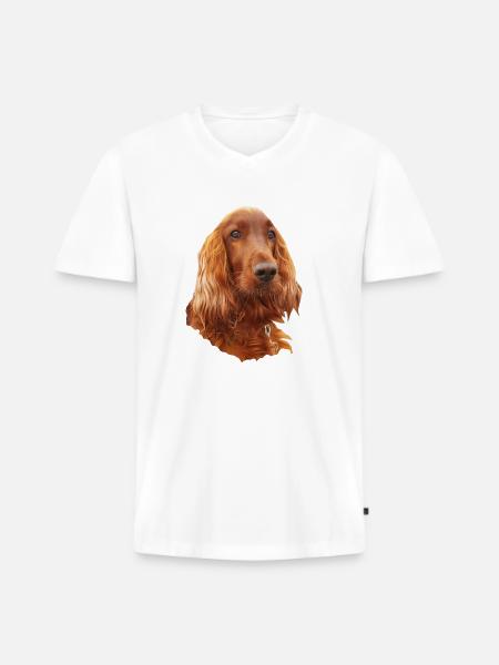 Irish Setter Red - Männer Premium Bio T-Shirt mit V-Ausschnitt - Weiß