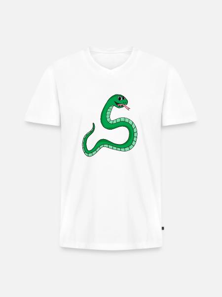 Schlange - Männer Premium Bio T-Shirt mit V-Ausschnitt - Weiß