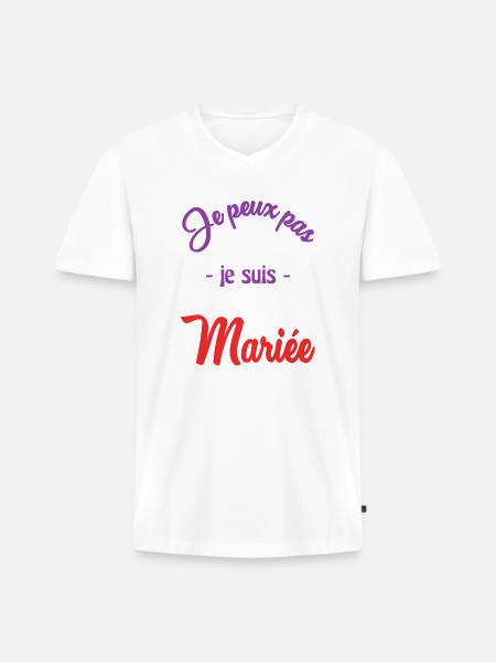 MARIEE. FUTURE MARIEE - T-shirt encolure en V Premium bio Homme - blanc