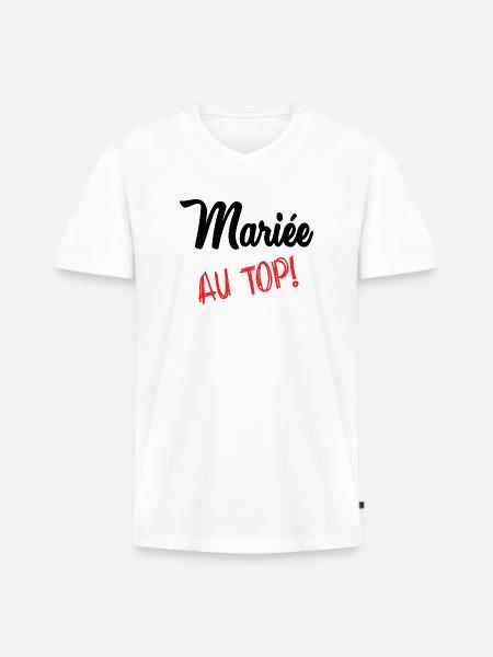 FUTURE MARIEE - T-shirt encolure en V Premium bio Homme - blanc