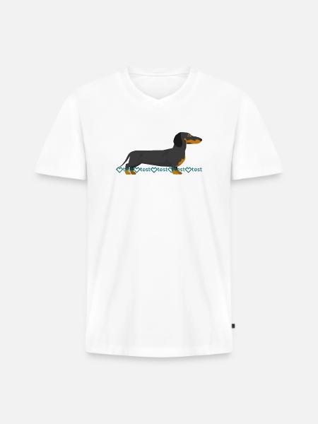 Image du teckel - T-shirt encolure en V Premium bio Homme - blanc