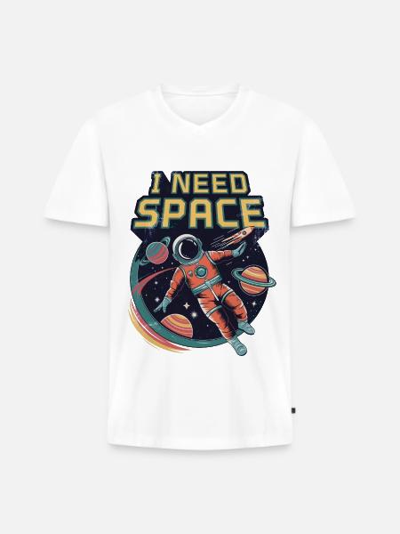 I Need Space - Men's Premium Organic T-shirt with V-neck - white