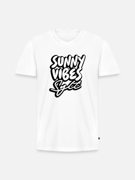 SUNNY VIBES SYLT - Men's Premium Organic T-shirt with V-neck - white
