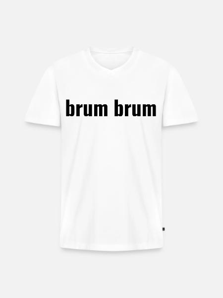 Brum Brum - T-shirt encolure en V Premium bio Homme - blanc