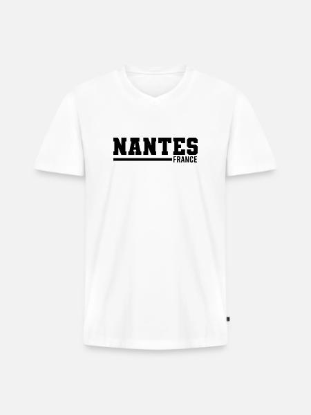 Nantes | France - Men's Premium Organic T-shirt with V-neck - white