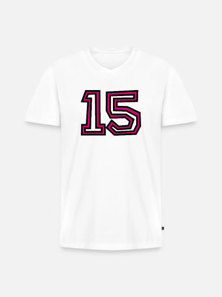 15 - Männer Premium Bio T-Shirt mit V-Ausschnitt - Weiß