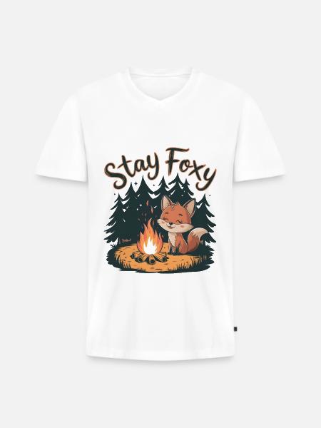 Bleib fuchsig - Männer Premium Bio T-Shirt mit V-Ausschnitt - Weiß