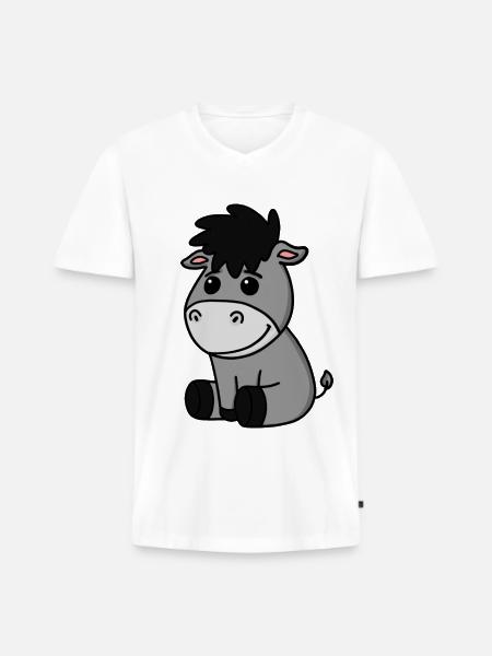 Bébé âne - T-shirt encolure en V Premium bio Homme - blanc