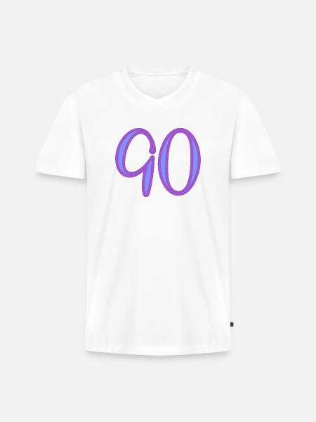 90 - Men's Premium Organic T-shirt with V-neck - white