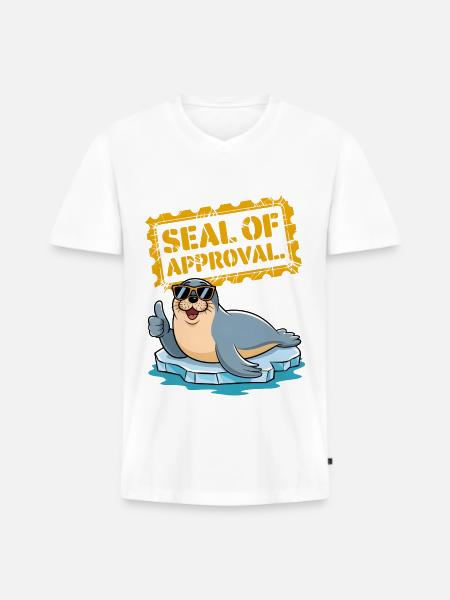 Seal Of Approval - Men's Premium Organic T-shirt with V-neck - white