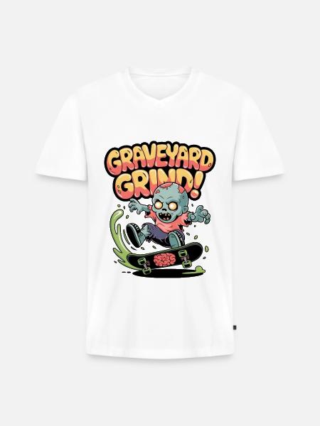 Friedhofs-Grind! - Männer Premium Bio T-Shirt mit V-Ausschnitt - Weiß