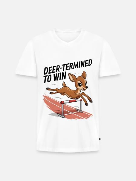 Deer-Termined pour gagner - T-shirt encolure en V Premium bio Homme - blanc