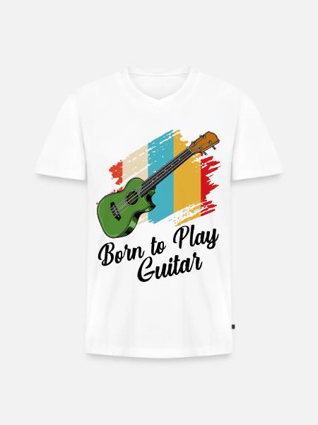 Gitarre - Männer Premium Bio T-Shirt mit V-Ausschnitt - Weiß