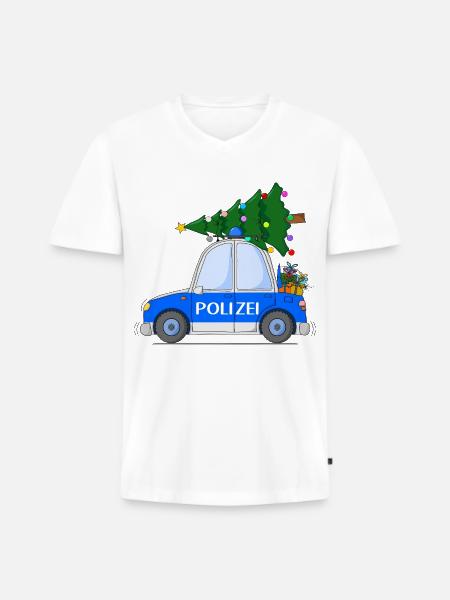 Police Car Christmas - Men's Premium Organic T-shirt with V-neck - white