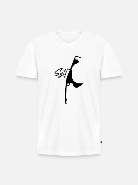 Insel Sylt - Männer Premium Bio T-Shirt mit V-Ausschnitt - Weiß