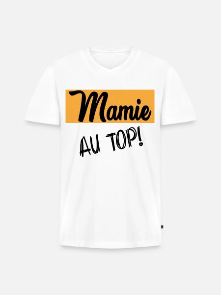 MAMIE - T-shirt encolure en V Premium bio Homme - blanc