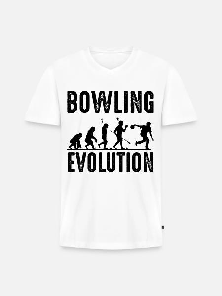 Bowling - T-shirt encolure en V Premium bio Homme - blanc