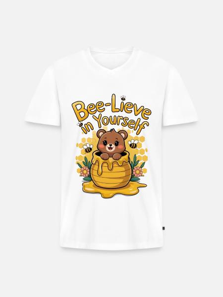 Croyez en vous-même - T-shirt encolure en V Premium bio Homme - blanc