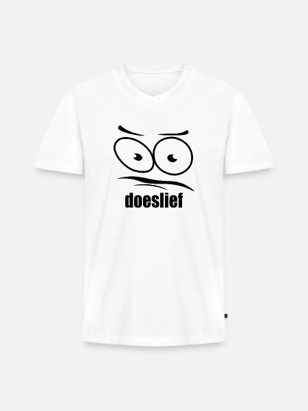 doeslief flehende Augen mit Fragezeichen-Blick - Männer Premium Bio T-Shirt mit V-Ausschnitt - Weiß