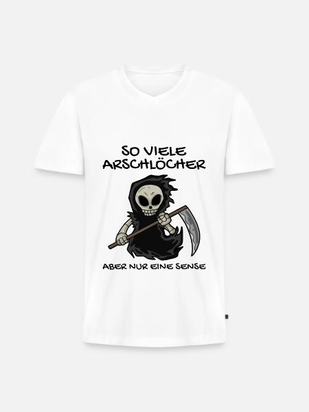 Sensenmann - Männer Premium Bio T-Shirt mit V-Ausschnitt - Weiß
