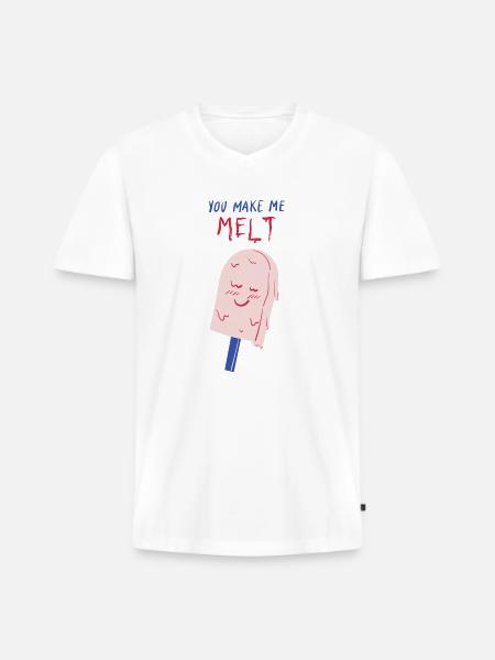 you make me melt icecream - Men's Premium Organic T-shirt with V-neck - white