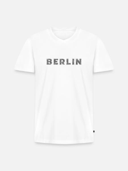 Berlin German Capital Hatching Letter - Men's Premium Organic T-shirt with V-neck - white