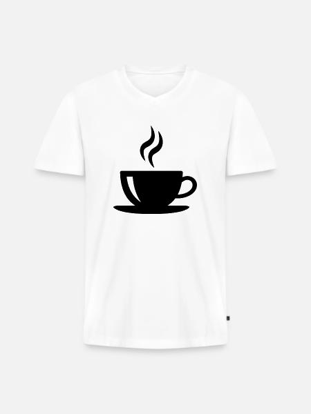 Kaffeetasse - Männer Premium Bio T-Shirt mit V-Ausschnitt - Weiß
