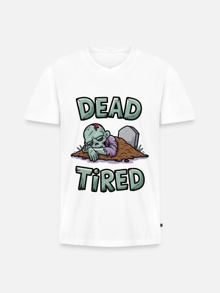 Dead Tired - Men's Premium Organic T-shirt with V-neck - white