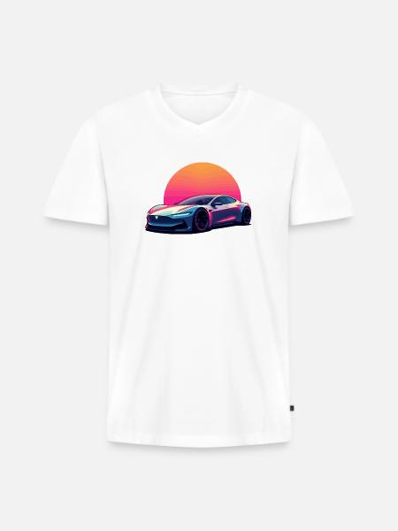 Electric Wave - Men's Premium Organic T-shirt with V-neck - white