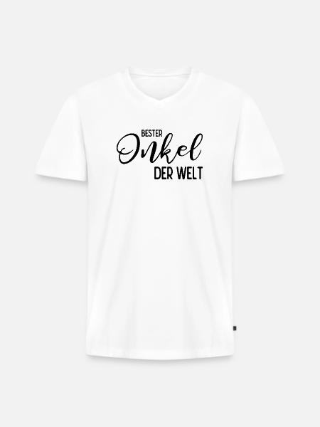 Bester Onkel der Welt - Männer Premium Bio T-Shirt mit V-Ausschnitt - Weiß