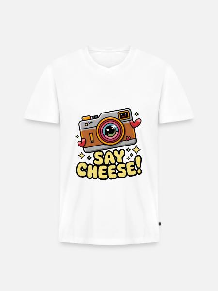 Say Cheese! - Men's Premium Organic T-shirt with V-neck - white