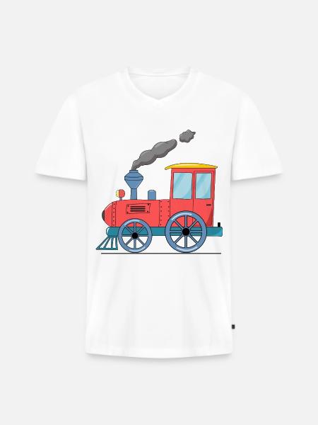 Children's train railway pink - Men's Premium Organic T-shirt with V-neck - white