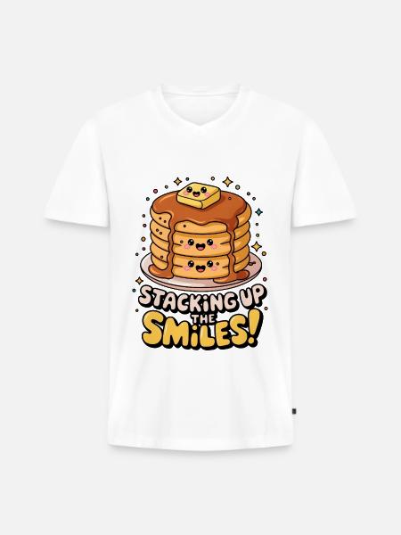 Staking Up The Smiles! - Men's Premium Organic T-shirt with V-neck - white